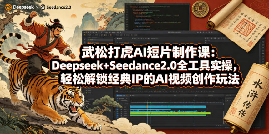 武松打虎AI短片制作课：Deepseek+Seedance2.0全工具实操，轻松解锁经典IP的AI视频创作玩法-摇钱树