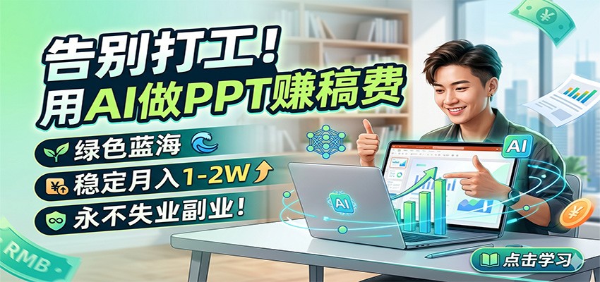 告别打工！用AI做PPT赚稿费，绿色蓝海，稳定月入1-2W，永不失业副业！-摇钱树