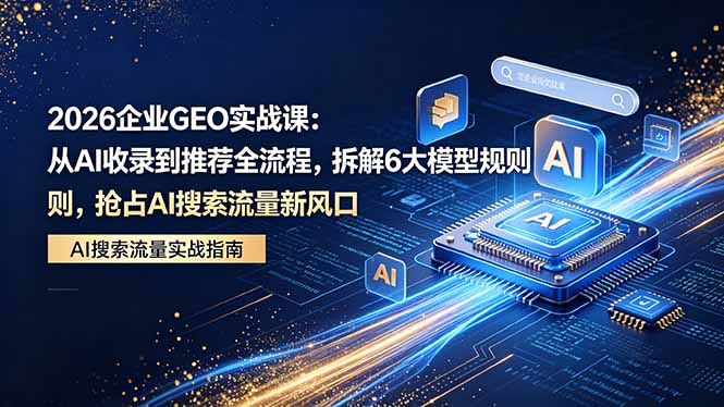 2026 企业GEO实战课：从AI收录到推荐全流程，拆解6大模型规则，抢占 AI 搜索流量新风口-摇钱树