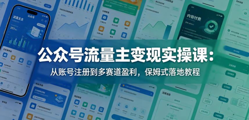 公众号流量主变现实操课：从账号注册到多赛道盈利，保姆式落地教程-摇钱树