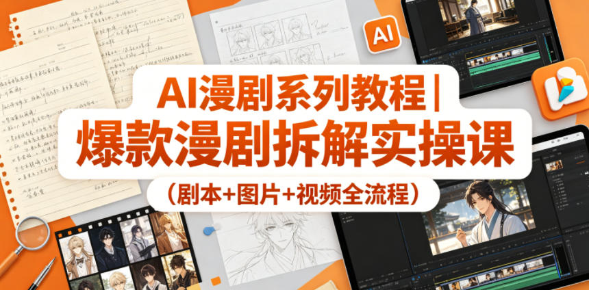 AI漫剧系列教程｜爆款漫剧拆解实操课(剧本+图片+视频全流程)-摇钱树