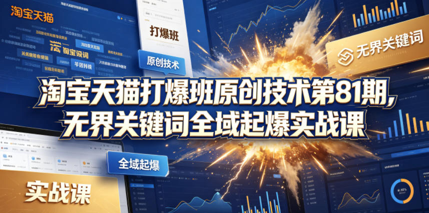 淘宝天猫打爆班原创技术第81期，无界关键词全域起爆实战课-摇钱树