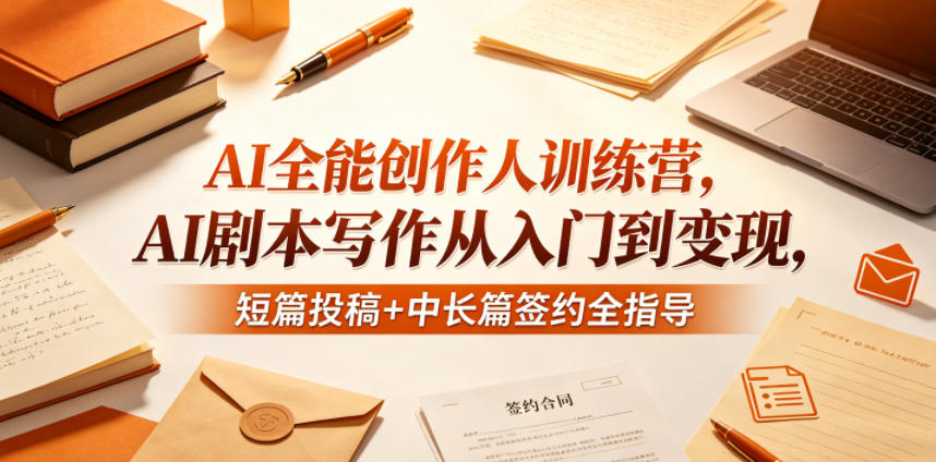 AI全能创作人训练营，AI剧本写作从入门到变现，短篇投稿+中长篇签约全指导-摇钱树