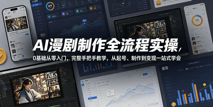 AI漫剧制作全流程实操，0基础从零入门，完整手把手教学，从起号、制作到变现一站式学会-摇钱树