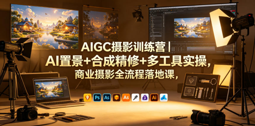 AIGC摄影训练营|AI置景+合成精修+多工具实操,商业摄影全流程落地课-摇钱树
