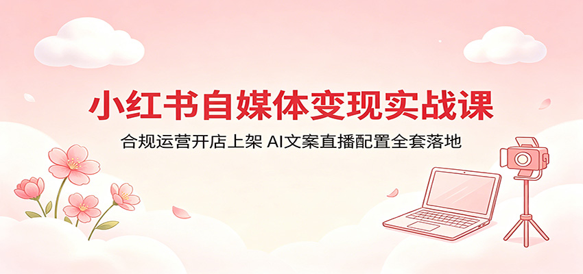 小红书自媒体变现实战课:合规运营开店上架,AI文案直播配置全套落地-摇钱树