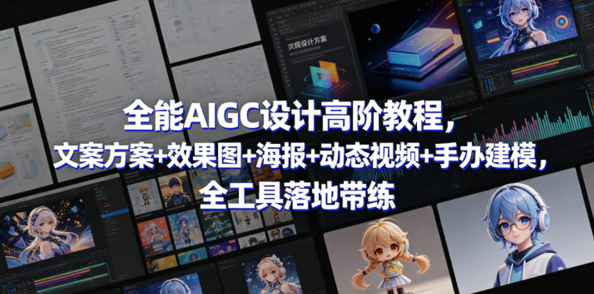 全能AIGC设计高阶教程，文案方案+效果图+海报+动态视频+手办建模，全工具落地带练-摇钱树
