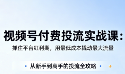 渔财老师·视频号付费投流实战课(更新5月)-财哥网创-全网最新项目自助网站