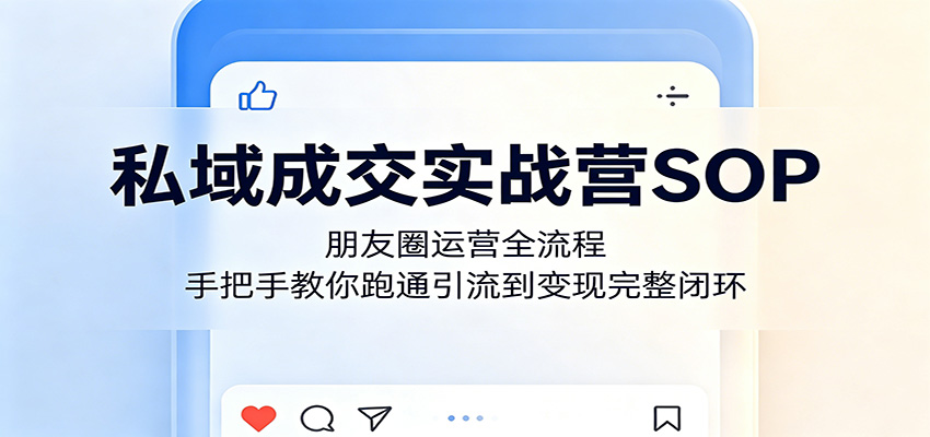 私域成交实战营SOP：朋友圈运营全流程，手把手教你跑通引流到变现完整闭环-摇钱树