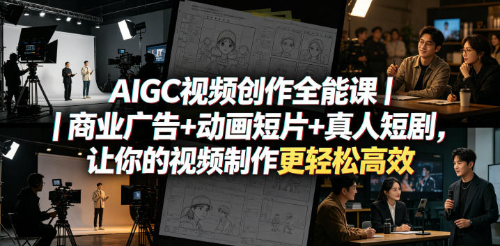 AIGC视频创作全能课｜商业广告+动画短片+真人短剧，让你的视频制作更轻松高效-摇钱树