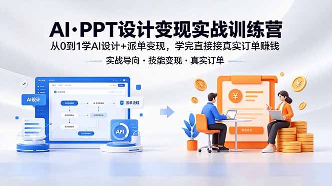 AI·PPT设计变现实战训练营，从0到1学AI设计+派单变现，学完直接接真实订单赚钱-摇钱树