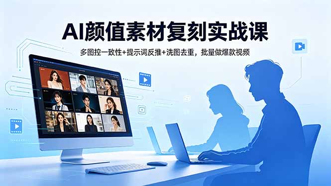 AI颜值素材复刻实战课,多图控一致性+提示词反推+洗图去重,批量做爆款视频-摇钱树