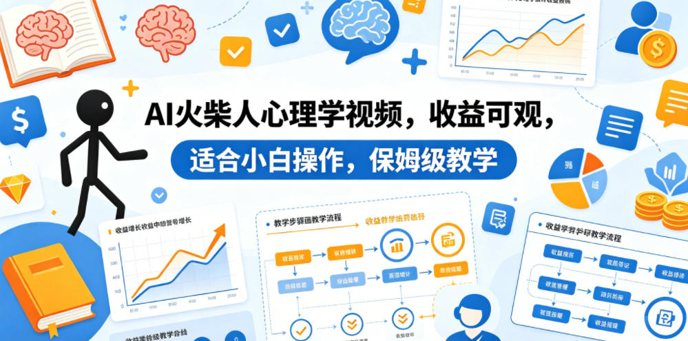 AI火柴人心理学视频，收益可观，适合小白操作，保姆级教学-摇钱树