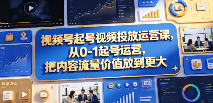 视频号起号视频投放运营课，从0-1起号运营，把内容流量价值放到更大-徕钱快