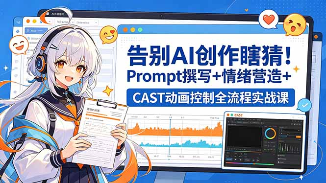 告别AI创作瞎猜!Prompt撰写+情绪营造+CAST动画控制全流程实战课-摇钱树