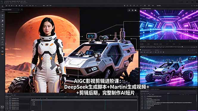 AIGC影视剪辑进阶课:DeepSeek生成脚本+Martini生成视频+剪辑后期,完整制作AI短片-财哥网创-全网最新项目自助网站