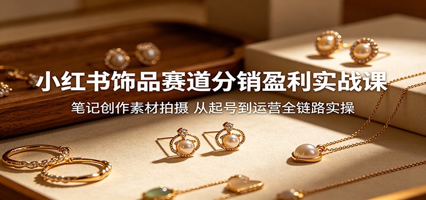 小红书饰品赛道分销盈利实战课：笔记创作素材拍摄，从起号到运营全链路实操-摇钱树