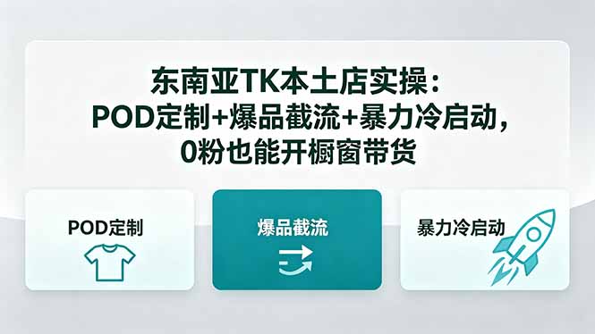 东南亚TK本土店实操-5月更新：POD定制+爆品截流+暴力冷启动，0粉也能开橱窗带货-摇钱树