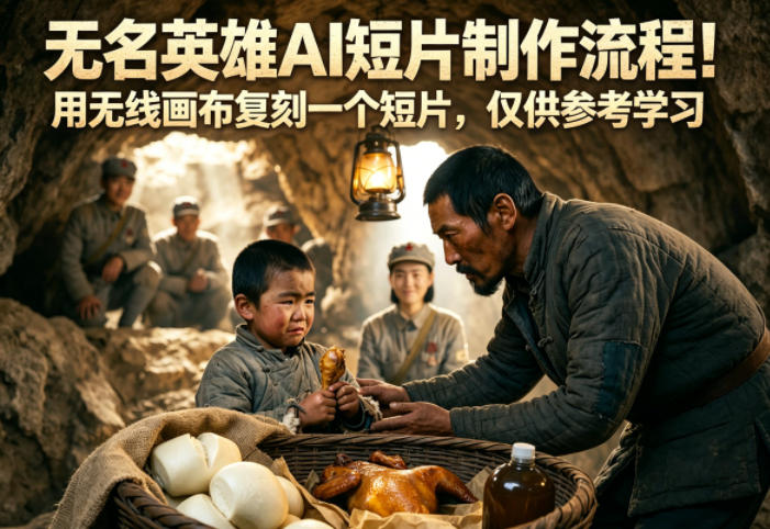 无名英雄AI短片制作流程！用无线画布复刻一个短片，仅供参考学习-摇钱树
