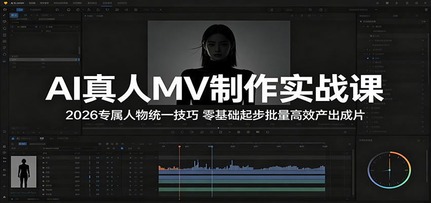 AI真人MV制作实战课：2026专属人物统一技巧，零基础起步批量高效产出成片-摇钱树