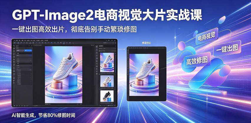 GPT-Image2电商视觉大片实战课，一键出图高效出片，彻底告别手动繁琐修图-摇钱树