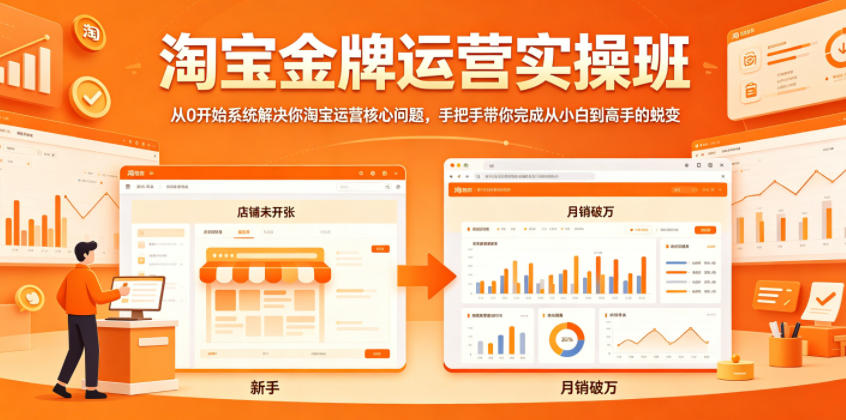 淘宝金牌运营实操班，从0开始系统解决你淘宝运营核心问题，手把手带你完成从小白到高手的蜕变-摇钱树