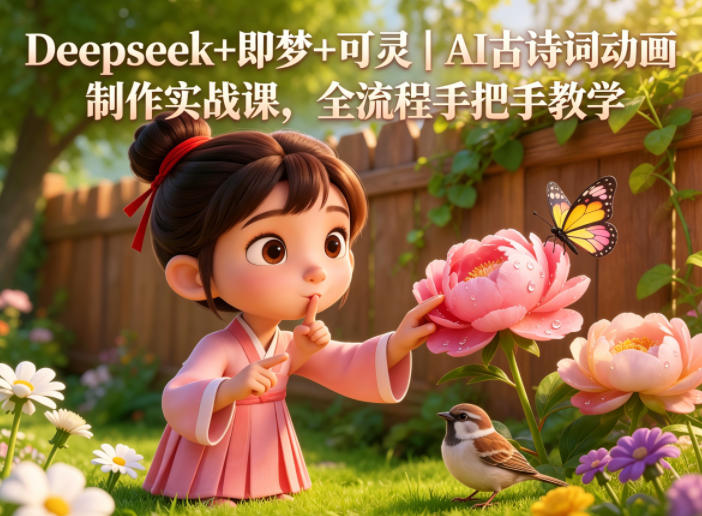 Deepseek+即梦+可灵|AI古诗词动画制作实战课,全流程手把手教学-摇钱树
