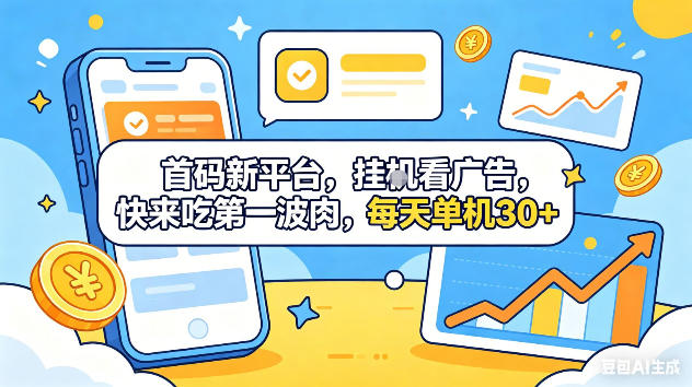 首码新平台,挂G自动看广告,快来吃第一波肉,每天单机30+,可矩阵放大【揭秘】-摇钱树
