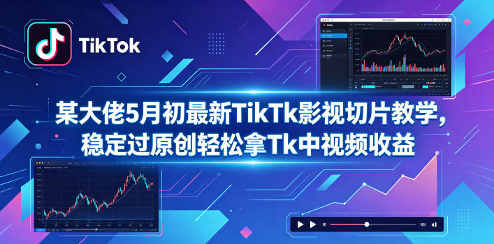 某大佬5月初最新TikTk影视切片教学,稳定过原创轻松拿Tk中视频收益-摇钱树