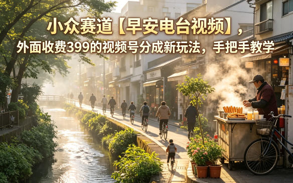 小众赛道【早安电台视频】,外面收费399的视频号分成新玩法,手把手教学-摇钱树