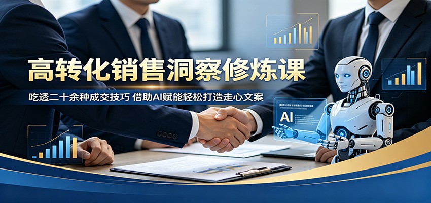 高转化销售洞察修炼课:吃透二十余种成交技巧,借助AI赋能轻松打造走心文案-摇钱树