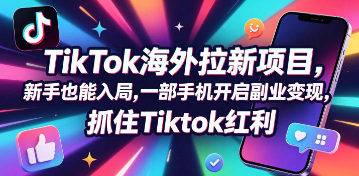 Tc联盟TikTok海外拉新项目，新手也能入局，一部手机开启副业变现，抓住Tiktok红利-摇钱树