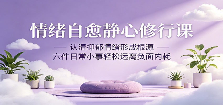 情绪自愈静心修行课:认清抑郁情绪形成根源,六件日常小事轻松远离负面内耗-摇钱树