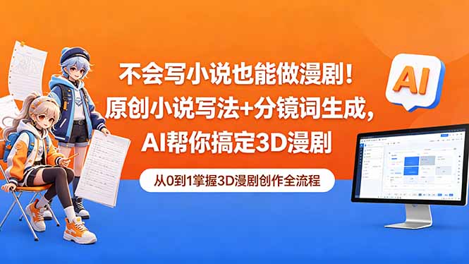 不会写小说也能做漫剧！原创小说写法+分镜词生成，AI帮你搞定3D漫剧-摇钱树