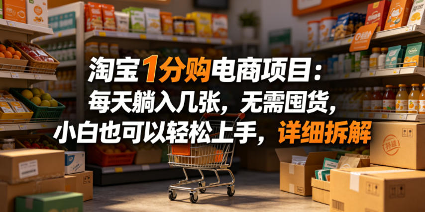 淘宝1分购电商项目:每天躺入几张,无需囤货,小白也可以轻松上手,详细拆解-摇钱树