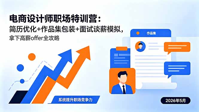 电商设计师职场特训营：简历优化+作品集包装+面试谈薪模拟，拿下高薪offer全攻略-摇钱树