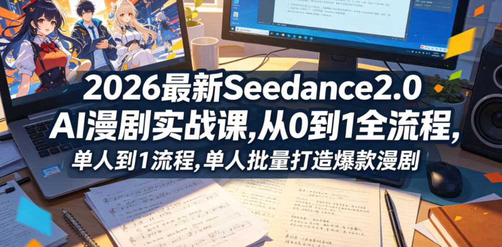 2026最新Seedance2.0 AI漫剧实战课,,从0到1全流程,单人批量打造爆款漫剧-摇钱树