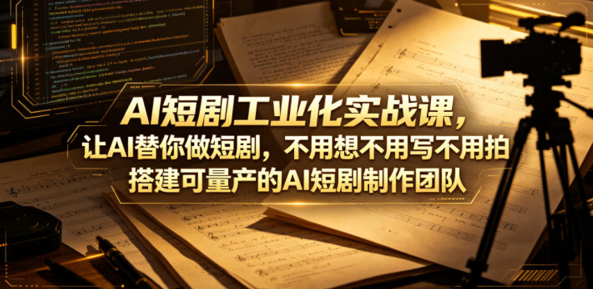 AI短剧工业化实战课,让AI替你做短剧,不用想不用写不用拍,搭建可量产的AI短剧制作团队-摇钱树
