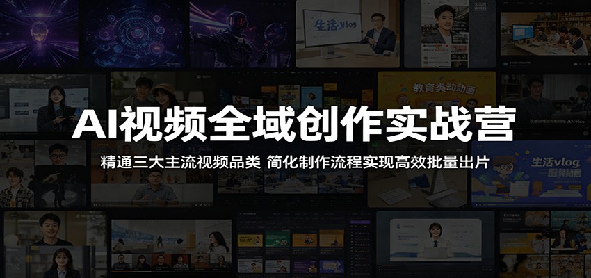 AI视频全域创作实战营：精通三大主流视频品类，简化制作流程实现高效批量出片-摇钱树