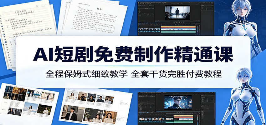 AI短剧免费制作精通课：全程保姆式细致教学，全套干货完胜付费教程-摇钱树