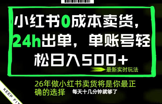 小红书0成本AI卖货，24小时出单，全流程托管，保底日入500+，每天十几分钟就够了【揭秘】-摇钱树