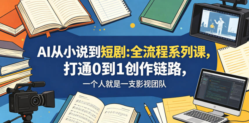 AI从小说到短剧全流程系列课,打通0到1创作链路,一个人就是一支影视团队-摇钱树