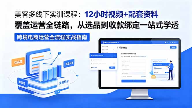 美客多线下实训课程：12小时视频+配套资料覆盖运营全链路，从选品到收款绑定一站式学透-摇钱树