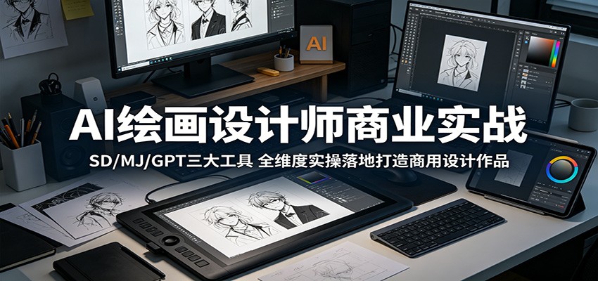 AI绘画设计师商业实战:SD/MJ/GPT三大工具,全维度实操落地打造商用设计作品-摇钱树