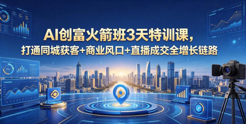 AI创富火箭班3天特训课，打通同城获客+商业风口+直播成交全增长链路，2026年4月新课-摇钱树
