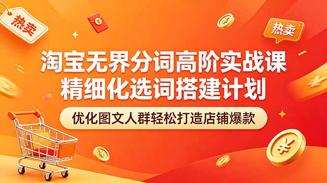 淘宝无界分词高阶实战课 精细化选词搭建计划 优化图文人群轻松打造店铺爆款-摇钱树