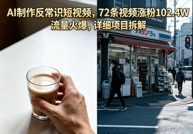 AI制作反常识短视频,72条视频涨粉102.4W,流量火爆,详细项目拆解-摇钱树