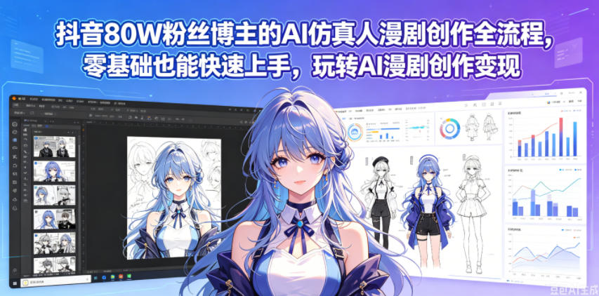 抖音80W粉丝博主的AI仿真人漫剧创作全流程，零基础也能快速上手，玩转AI漫剧创作变现-摇钱树