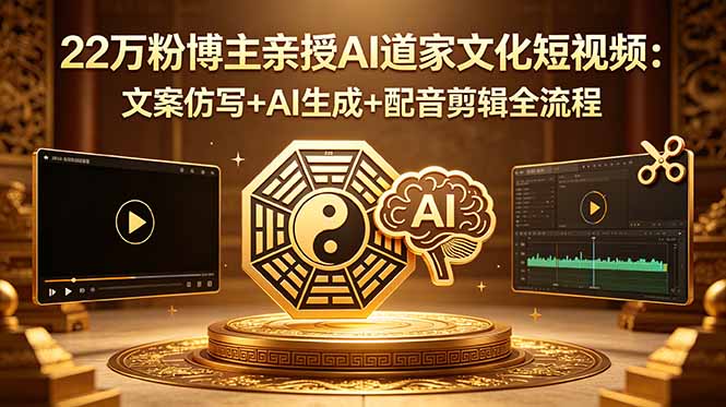 22万粉博主亲授AI道家文化短视频:文案仿写+AI生成+配音剪辑全流程-摇钱树