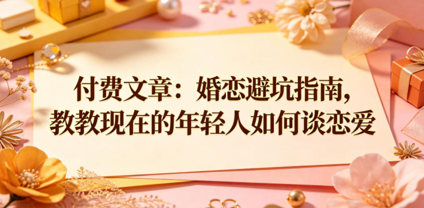 付费文章:婚恋避坑指南,教教现在的年轻人如何谈恋爱-摇钱树